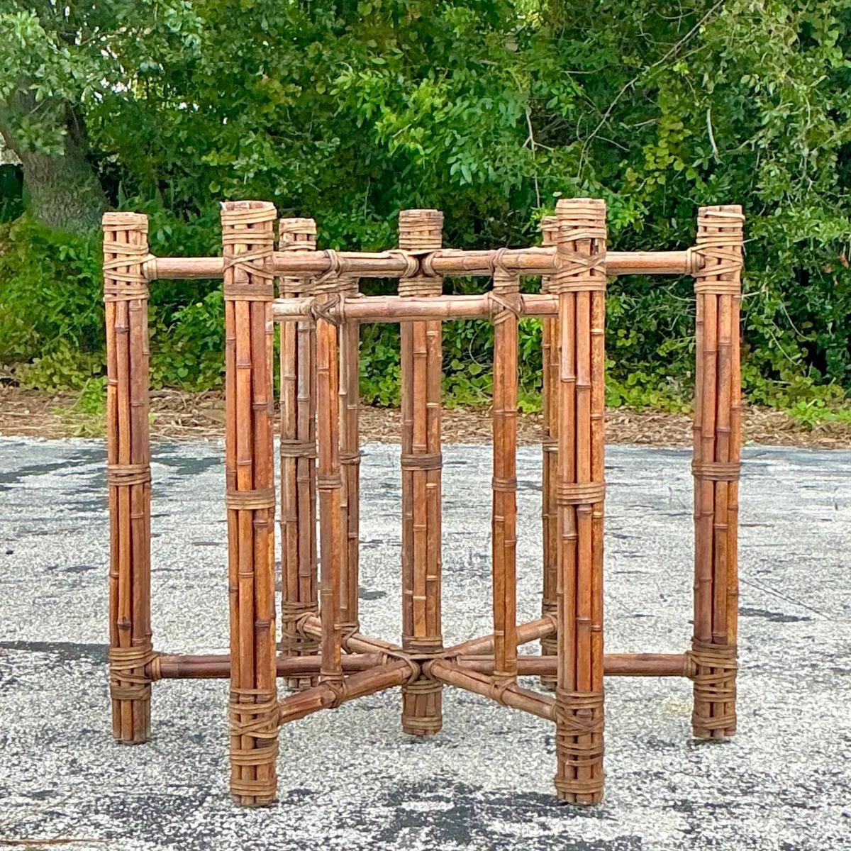 Vintage Coastal Bundled Rattan Base After McGuire In Good Condition In West Palm Beach, FL