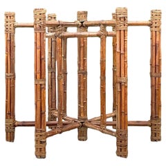 Vintage Coastal Bundled Rattan Base After McGuire