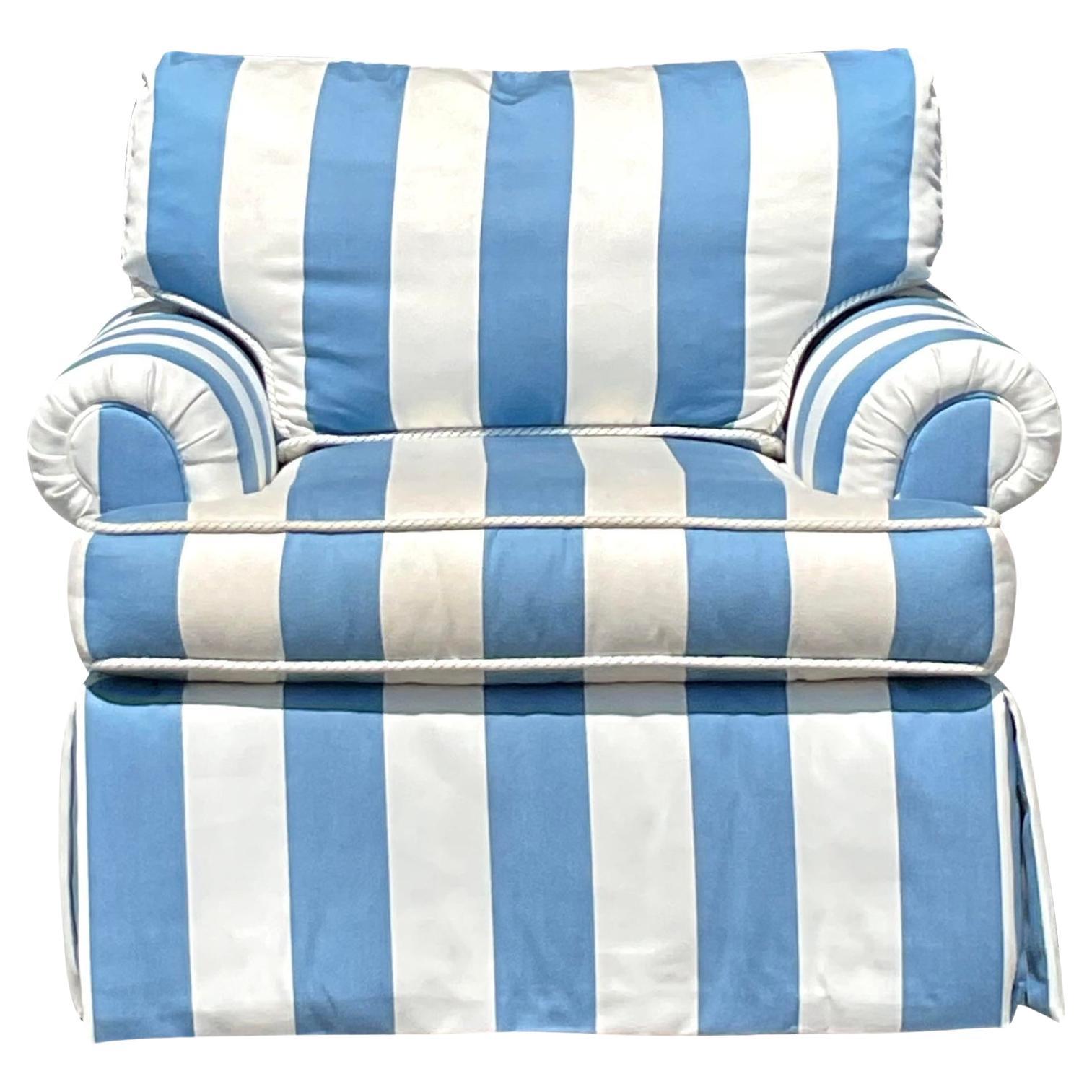 Vintage Coastal Cabana Stripe Lounge Chair