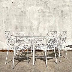 Vintage Coastal “Calcutta” Dining Table After Brown Jordan