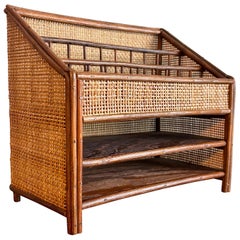 Vintage Coastal Cane and Rattan Desk Organizer