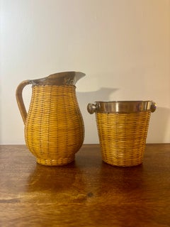 Set d'ustensiles de bar vintage enveloppé de cannes à sucre Pichet et seau à glace