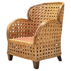 Vintage Coastal Caning Lounge Chair