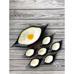 Vintage Coastal Capiz Crab Serving Set