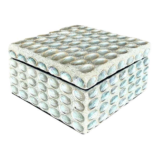 Vintage Coastal Capiz Shell Box For Sale at 1stDibs