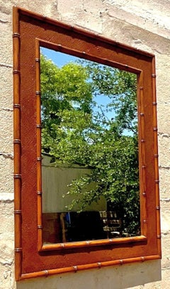 Vintage Coastal Carved Bamboo Wall Mirror