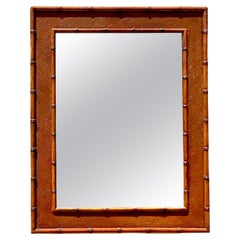 Miroir mural vintage en bambou sculpté