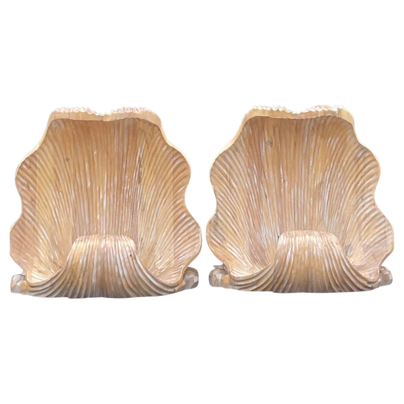 Vintage Coastal Carved Clam Shell Dining Table Pedestals - Set of 2 at ...