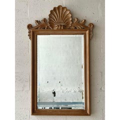 Vintage Coastal Carved Clam Shell Mirror