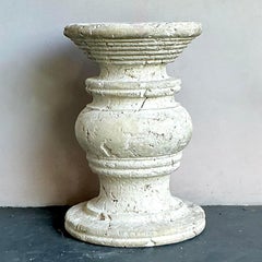 Vintage Coastal Carved Coquina Stone Table Pedestal