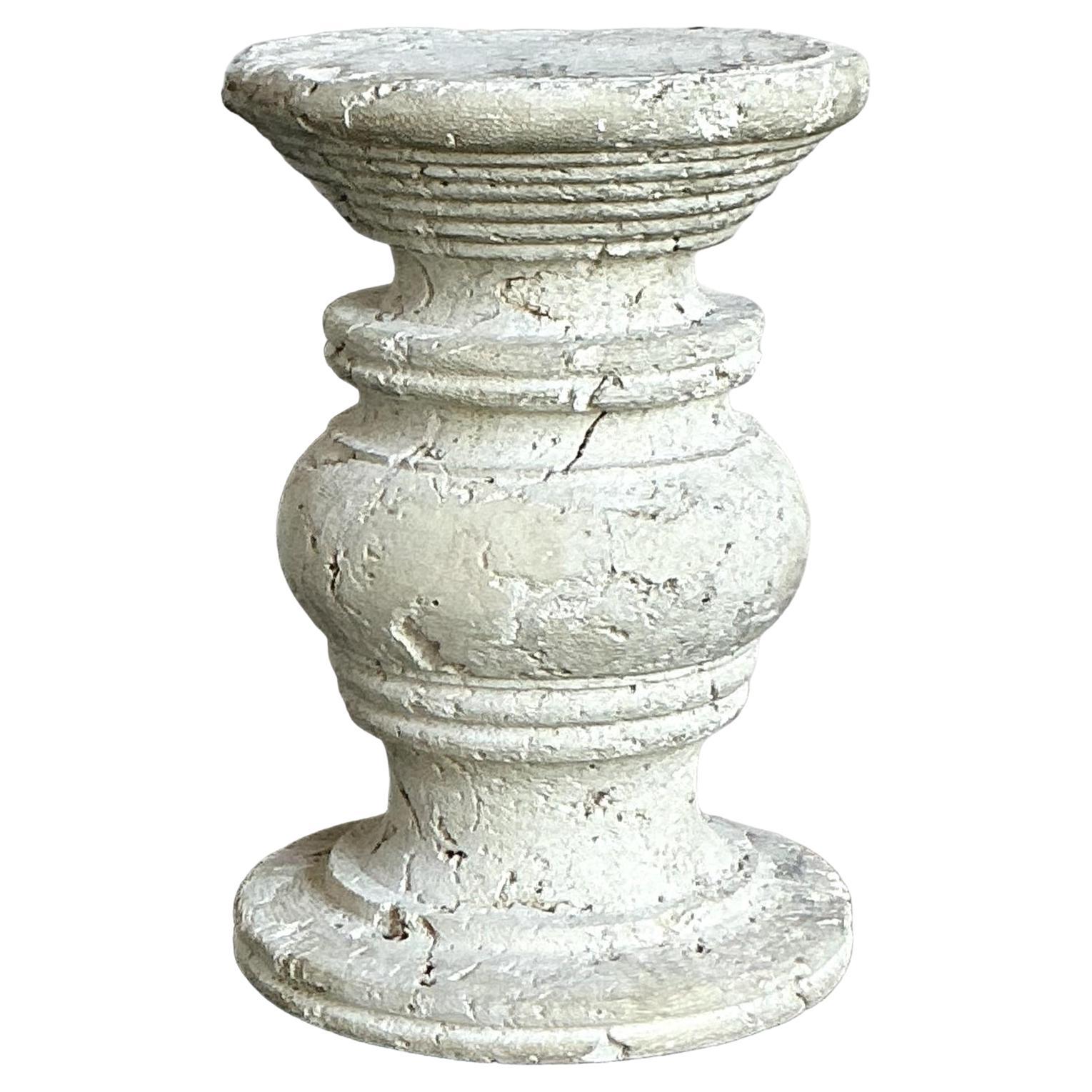 Vintage Coastal Carved Coquina Stone Table Pedestal For Sale