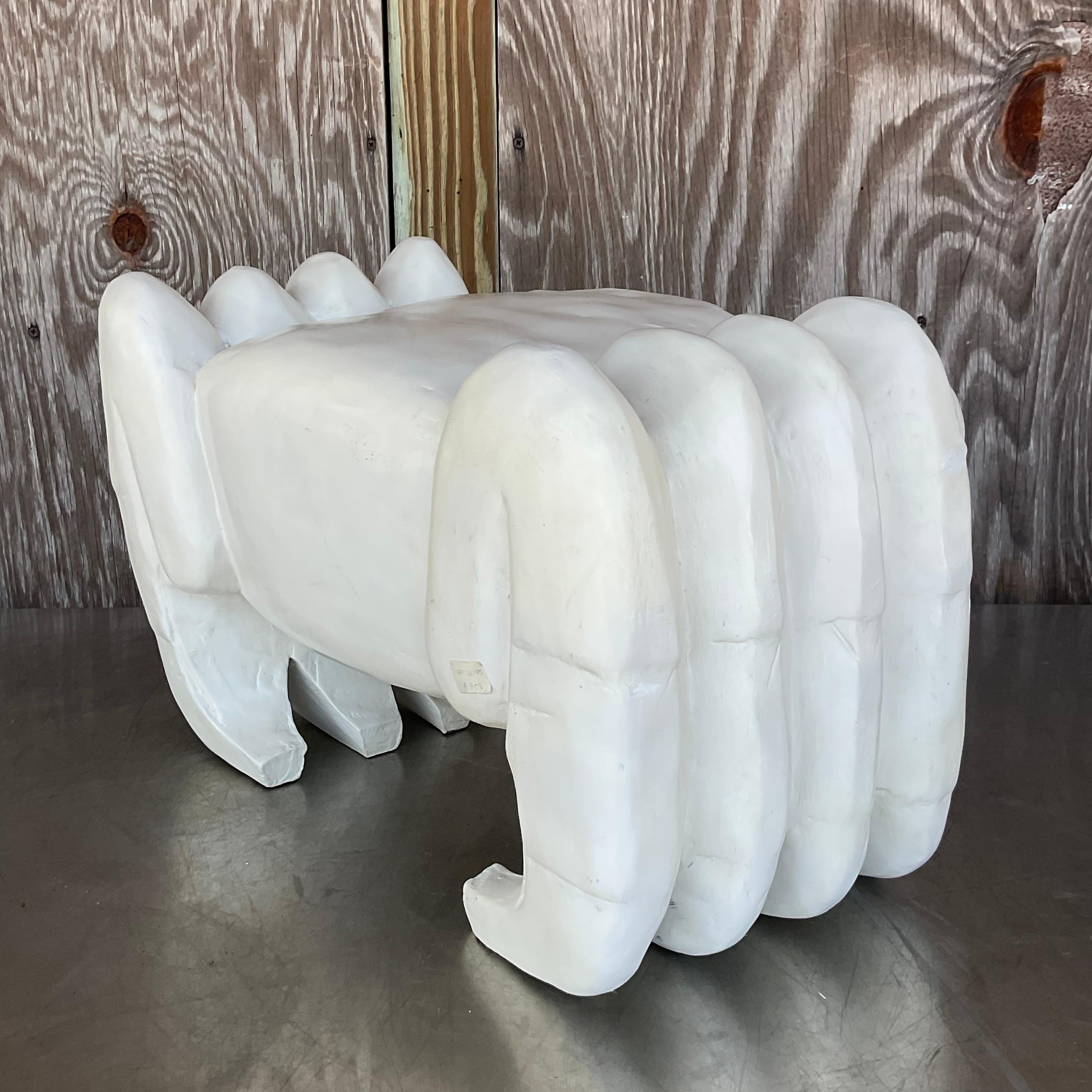 American Vintage Coastal Carved Crab Low Stool For Sale