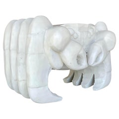 Vintage Coastal Carved Crab Low Stool
