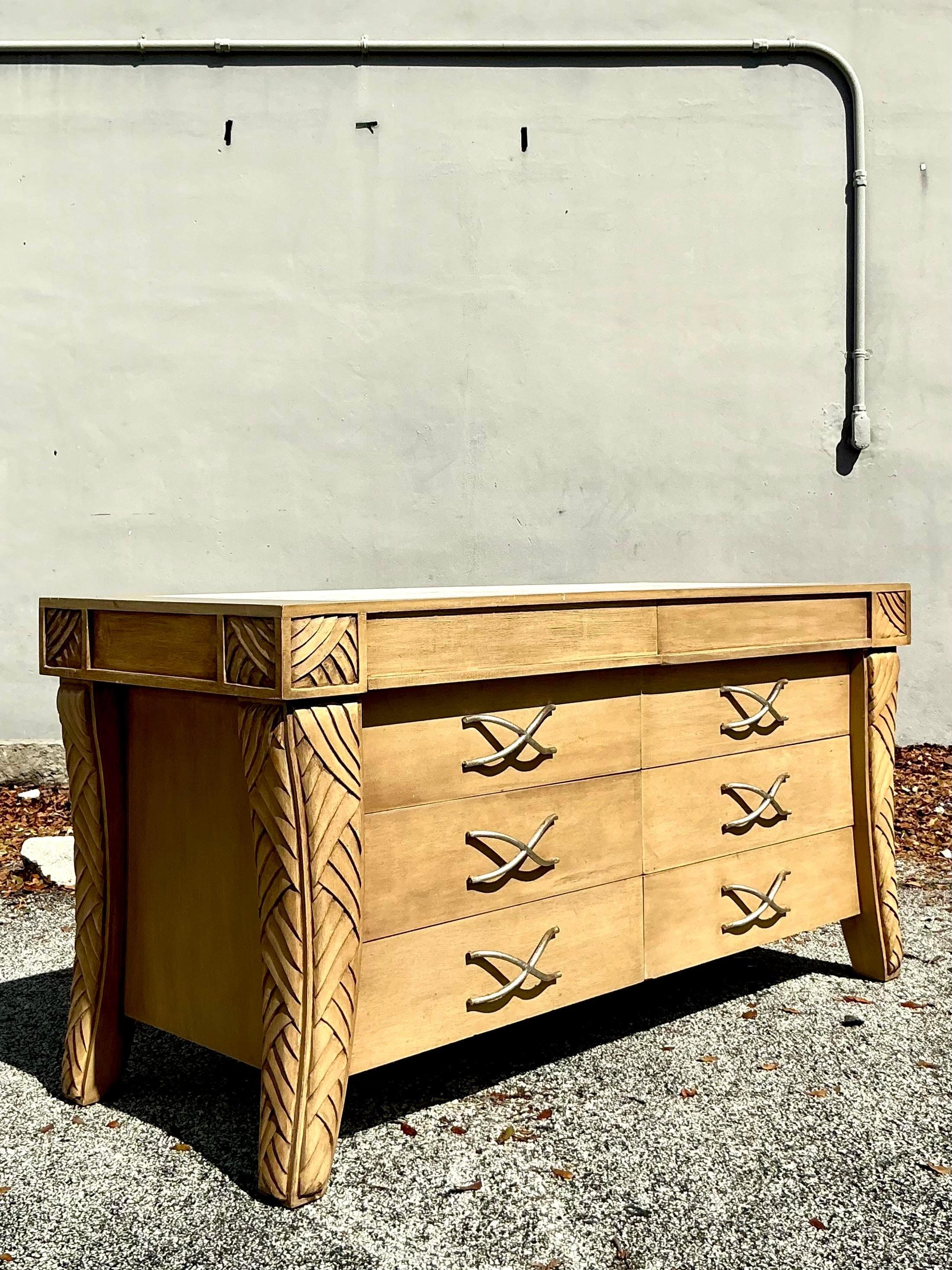 20th Century Vintage Coastal Carved Leg Dresser For Sale