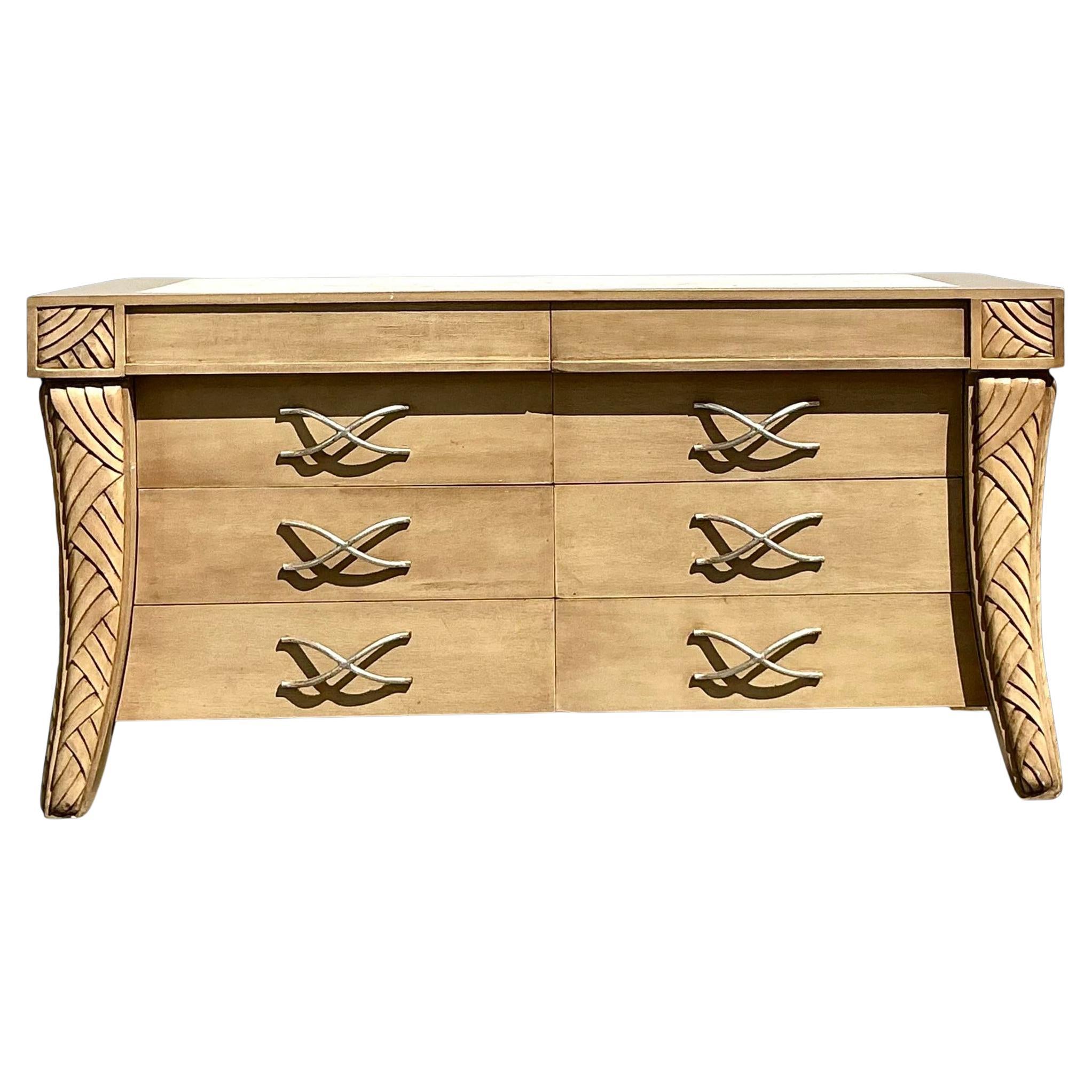 Vintage Coastal Carved Leg Dresser