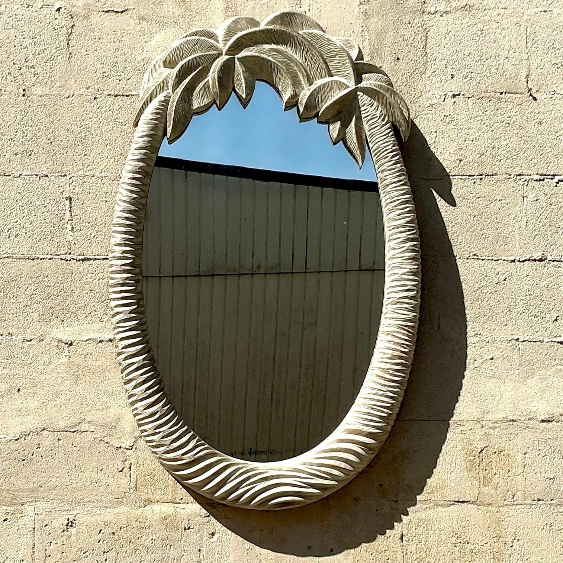 Miroir vintage en forme de palmier sculpté en vente 1