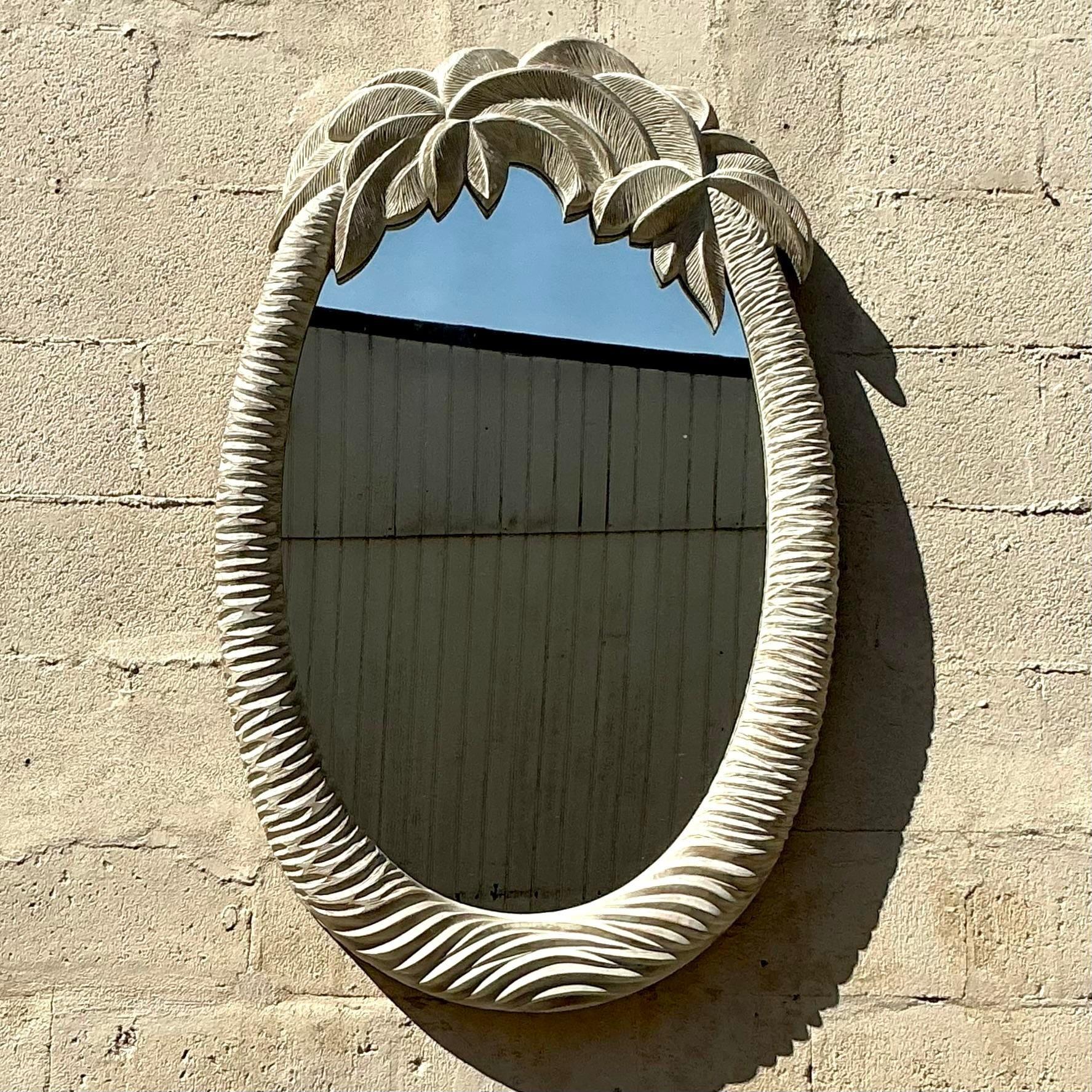 Miroir vintage en forme de palmier sculpté en vente 2