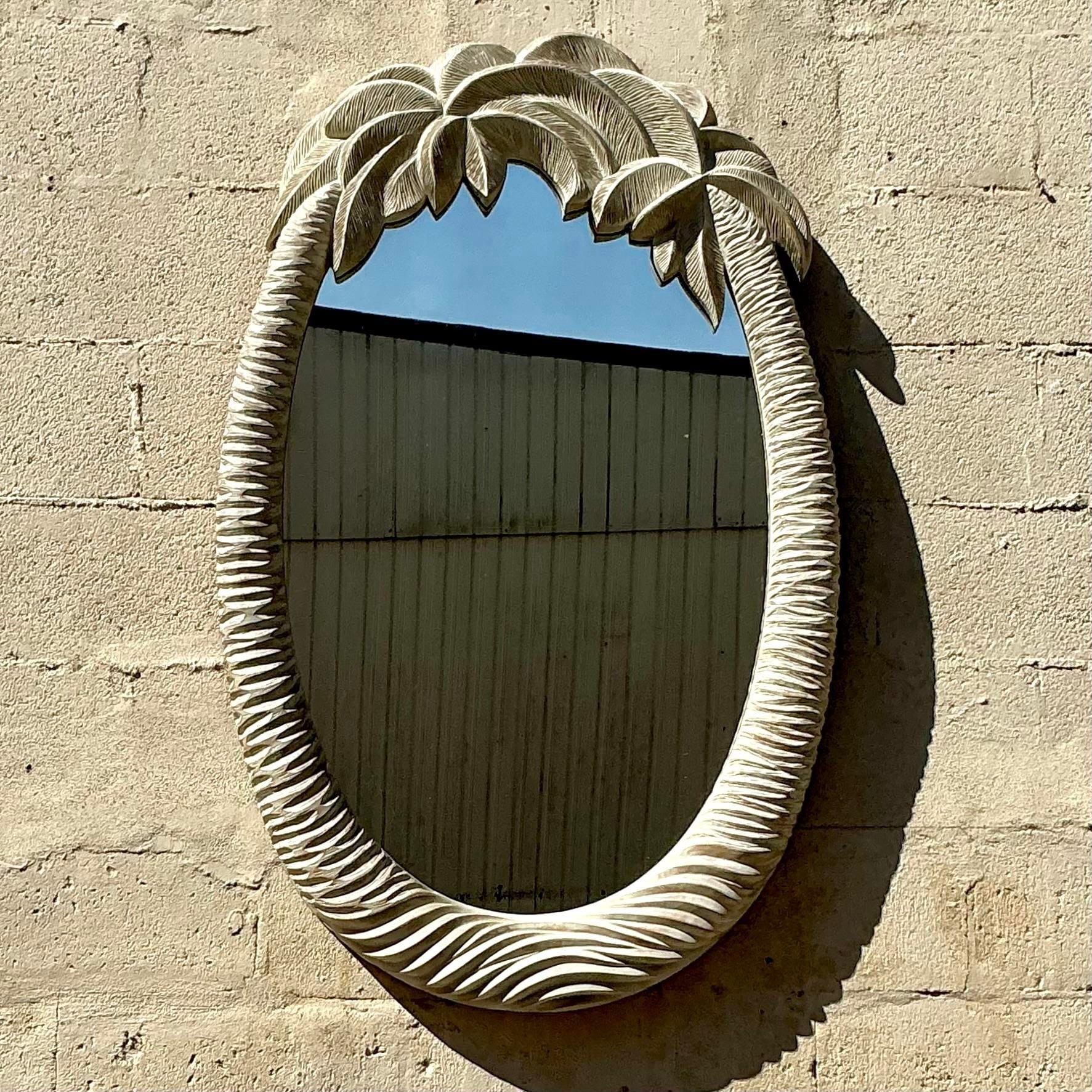 Miroir vintage en forme de palmier sculpté en vente 3
