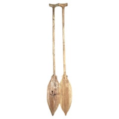 Retro Coastal Carved Wooden Paddles - a Pair