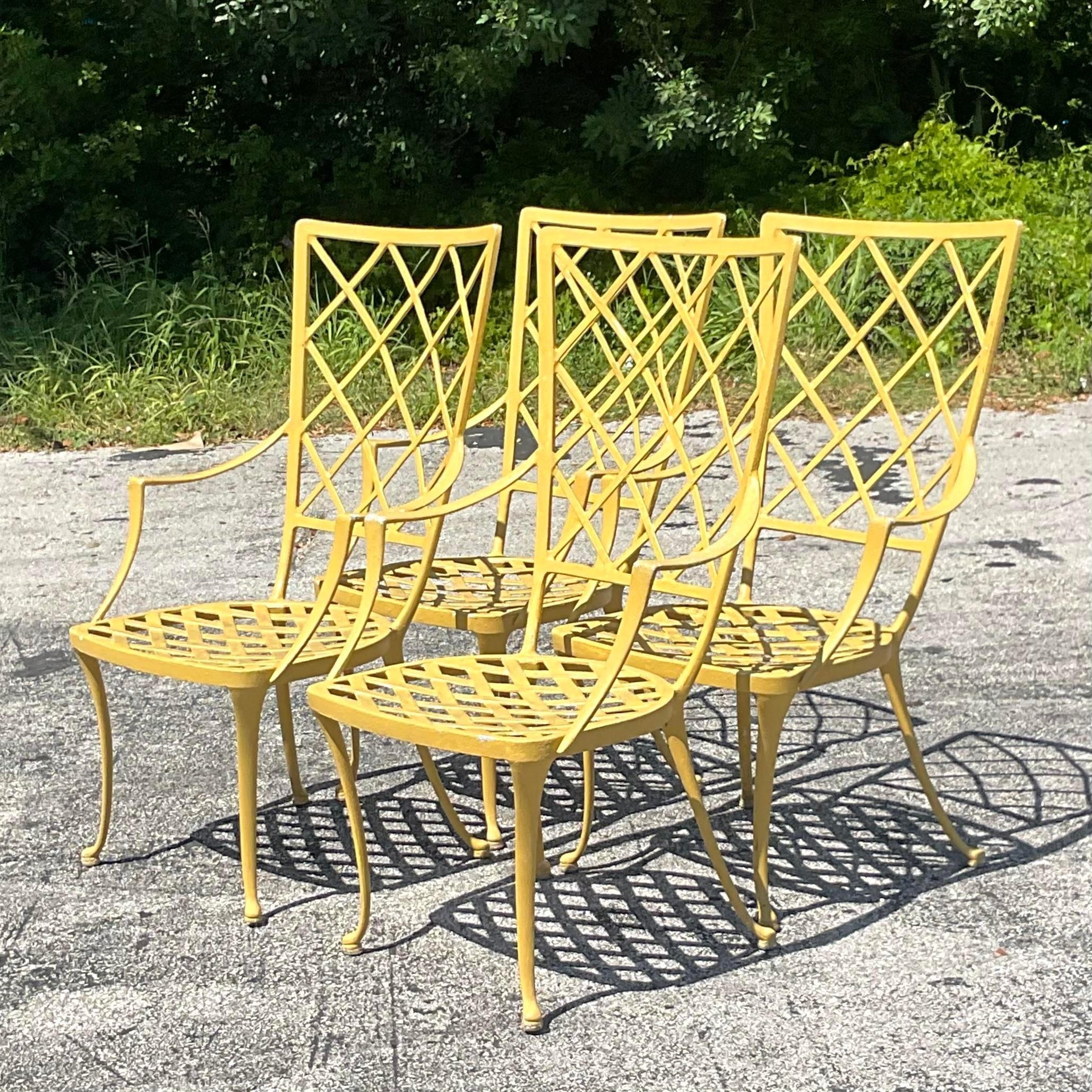 Vintage Coastal Cast Aluminum Brown Jordan Dining Chairs - Set of 4 5