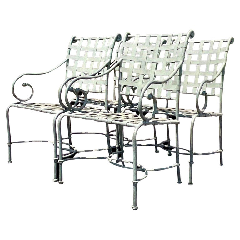 Vintage Coastal Cast Aluminium Brown Jordan Outdoor Dining Set