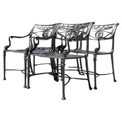 Vintage Coastal Cast Aluminium Dolphin Dining Chairs - Set of 4