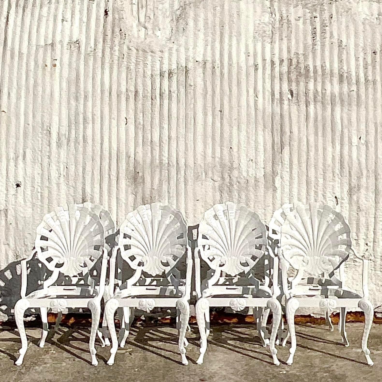Vintage Coastal Cast Aluminum Grotto Dining Chairs After Brown Jordan - Set of 8 1