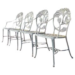 Vintage Coastal Cast Aluminium Lily Outdoor Dining Chairs - Set of 4