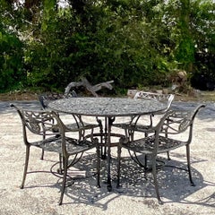 Vintage Coastal Cast Aluminum Outdoor Dining Table