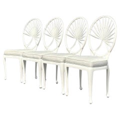 Vintage Coastal Cast Aluminum Palm Frond Chairs After Brown Jordan - Set of 4