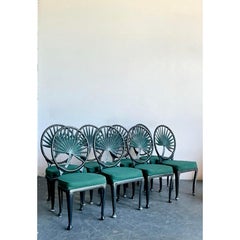 Vintage Coastal Cast Aluminum Palm Frond Dining Chair - Set of 8
