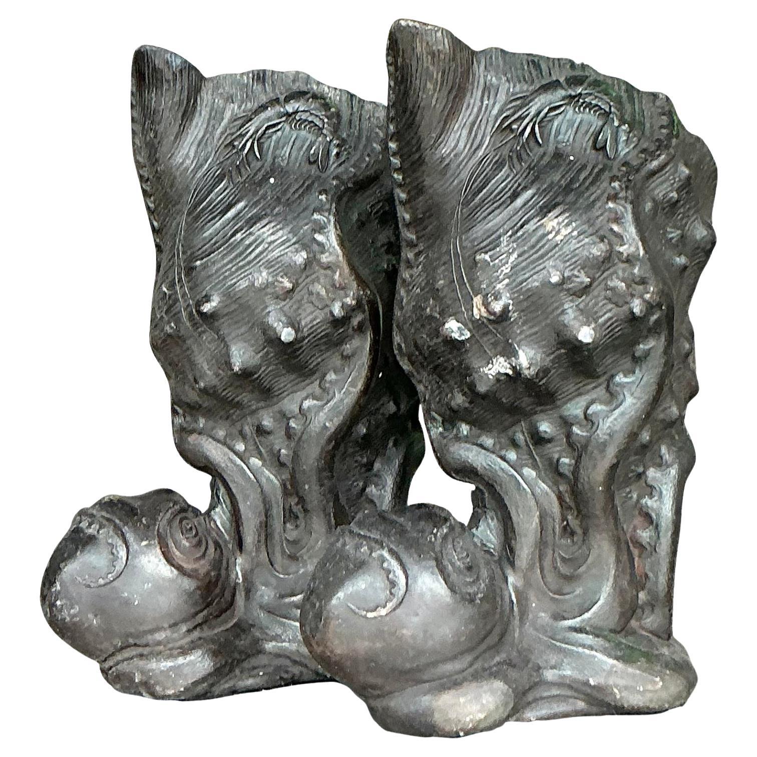 Vaso Octopus in bronzo fuso costiero d'epoca - Una coppia in vendita