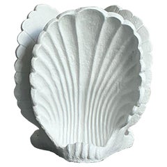 Vintage Coastal Cast Concrete Clam Shell Dining Table Pedestal