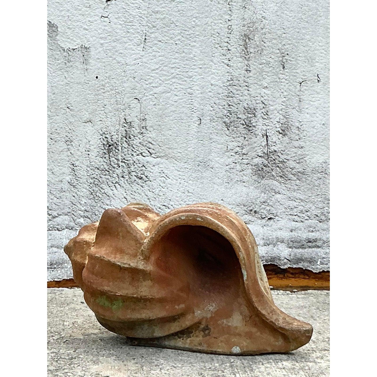 20th Century Vintage Coastal Cast Concrete Conch Shell For Sale
