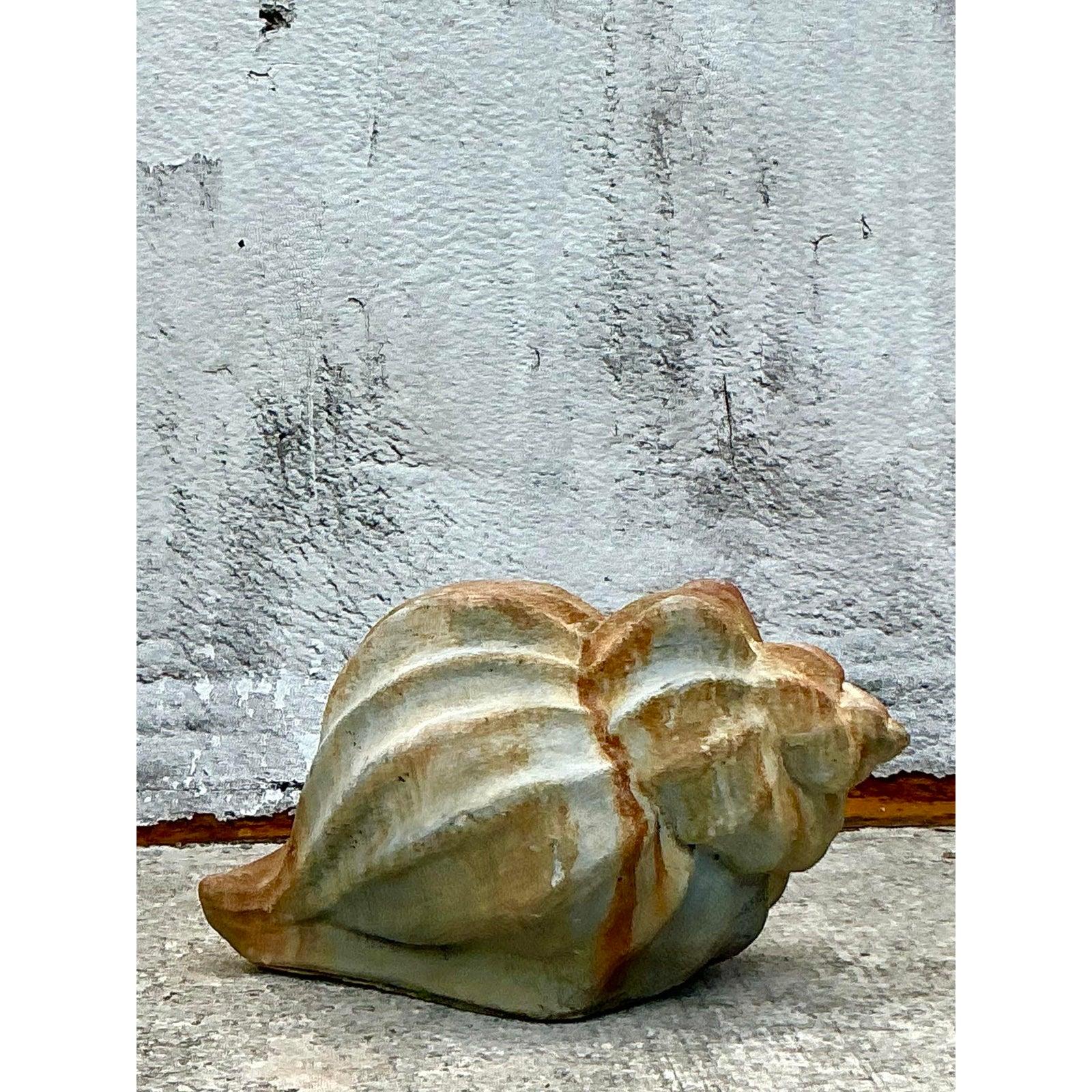 Vintage Coastal Cast Concrete Conch Shell For Sale 2