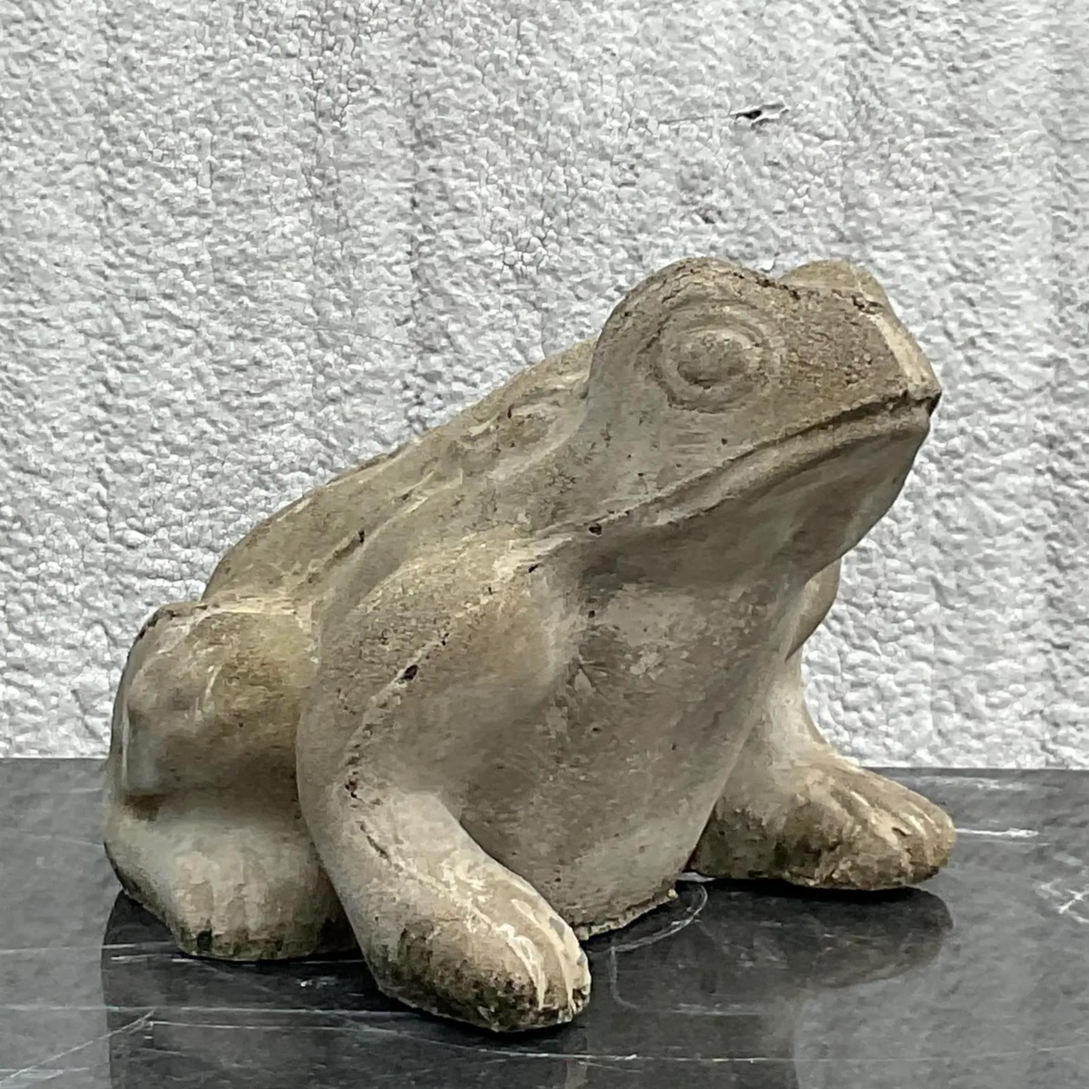 concrete frog garden statue
