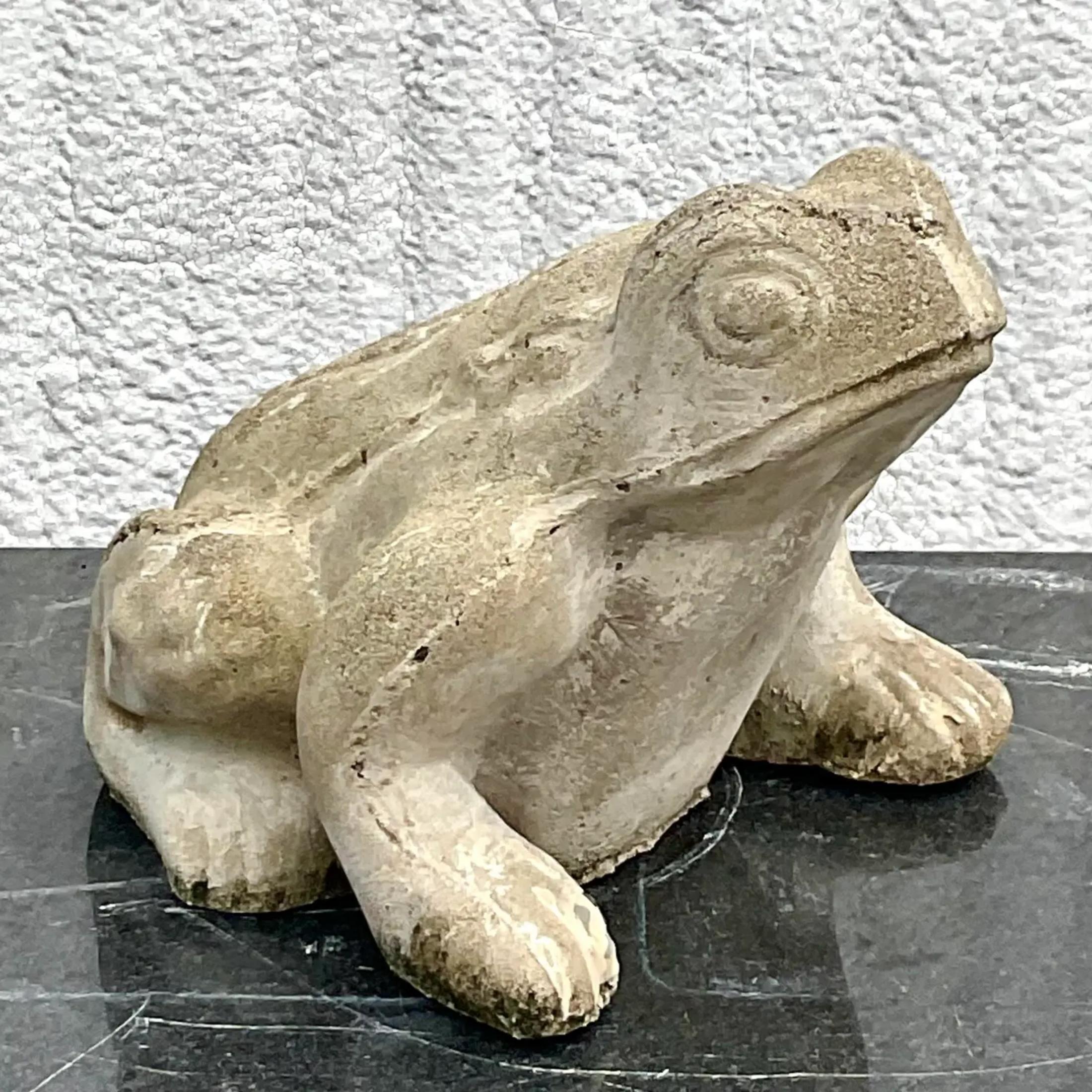 vintage concrete frog