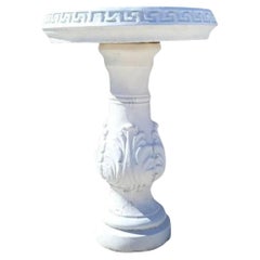 Used Coastal Cast Concrete Greek Key Bird Bath