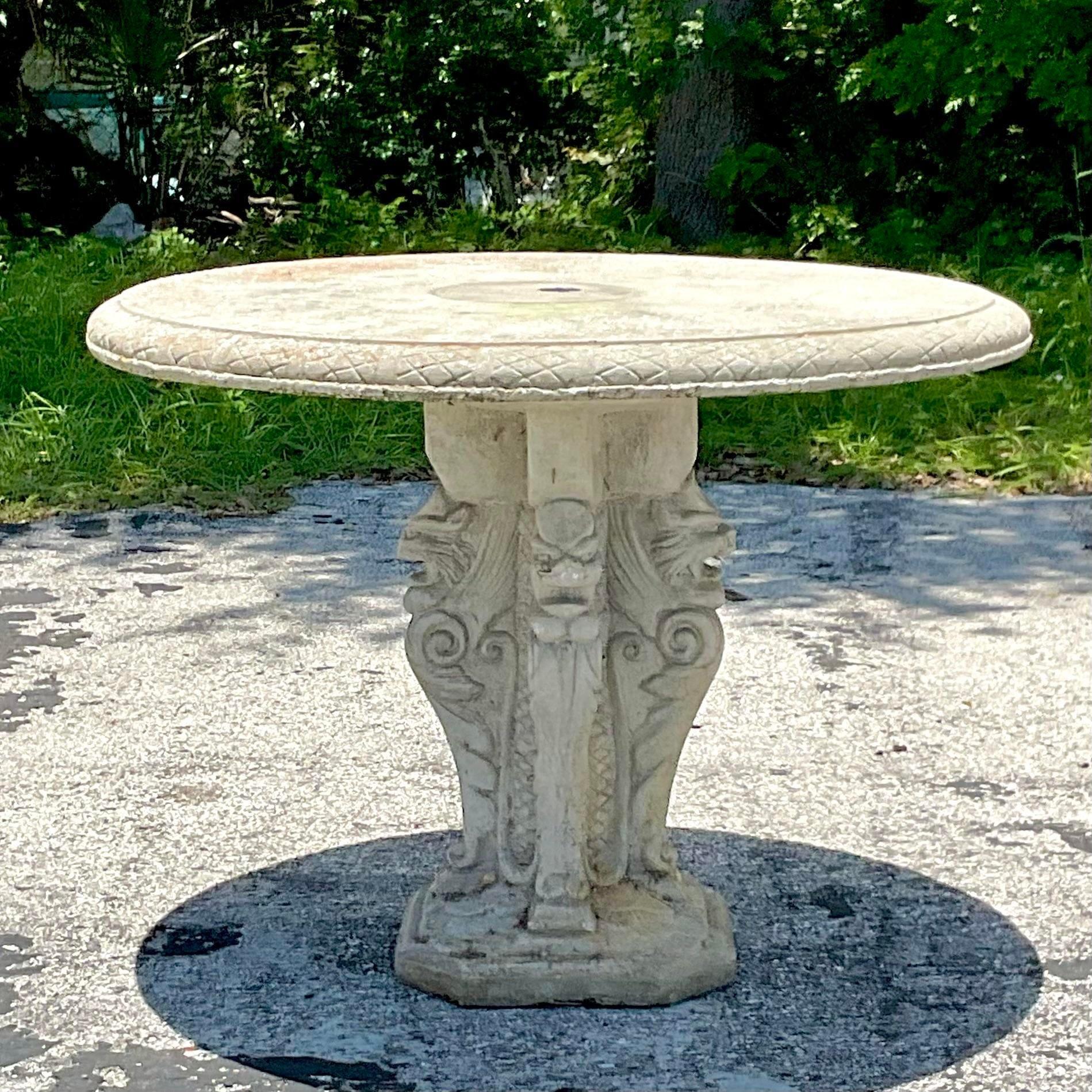 American Vintage Coastal Cast Concrete Grotto Table For Sale