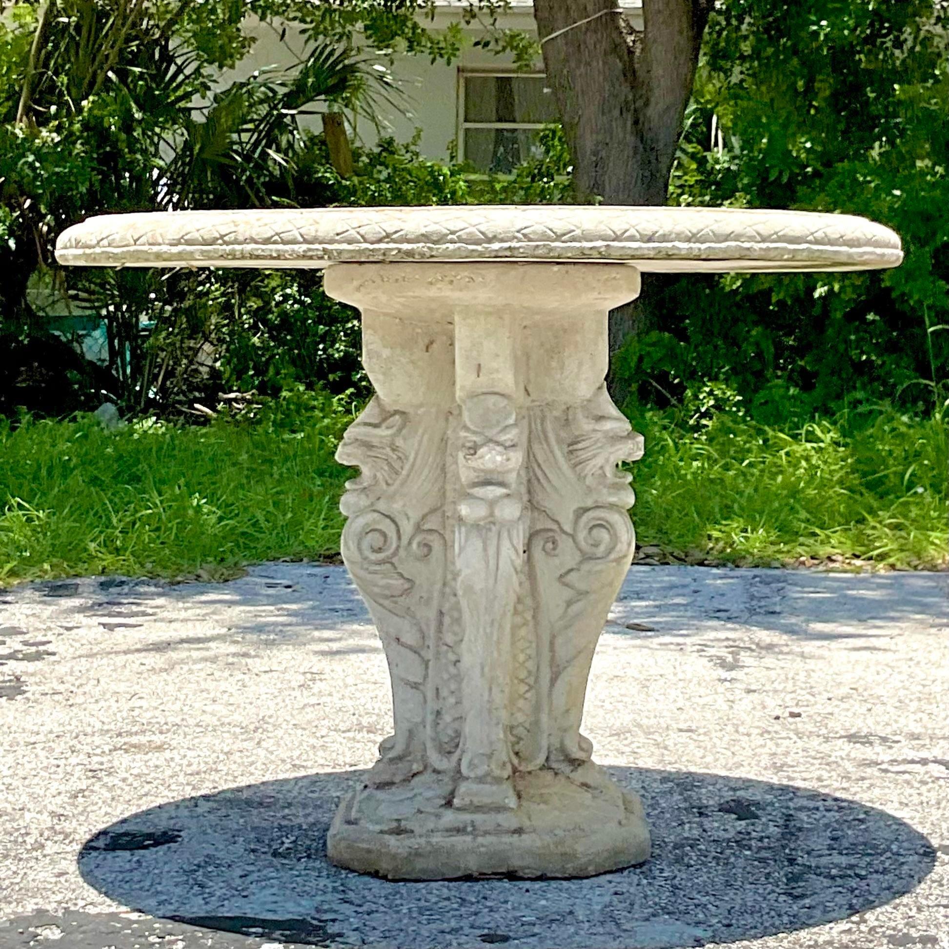 Vintage Coastal Cast Concrete Grotto Table In Good Condition For Sale In west palm beach, FL