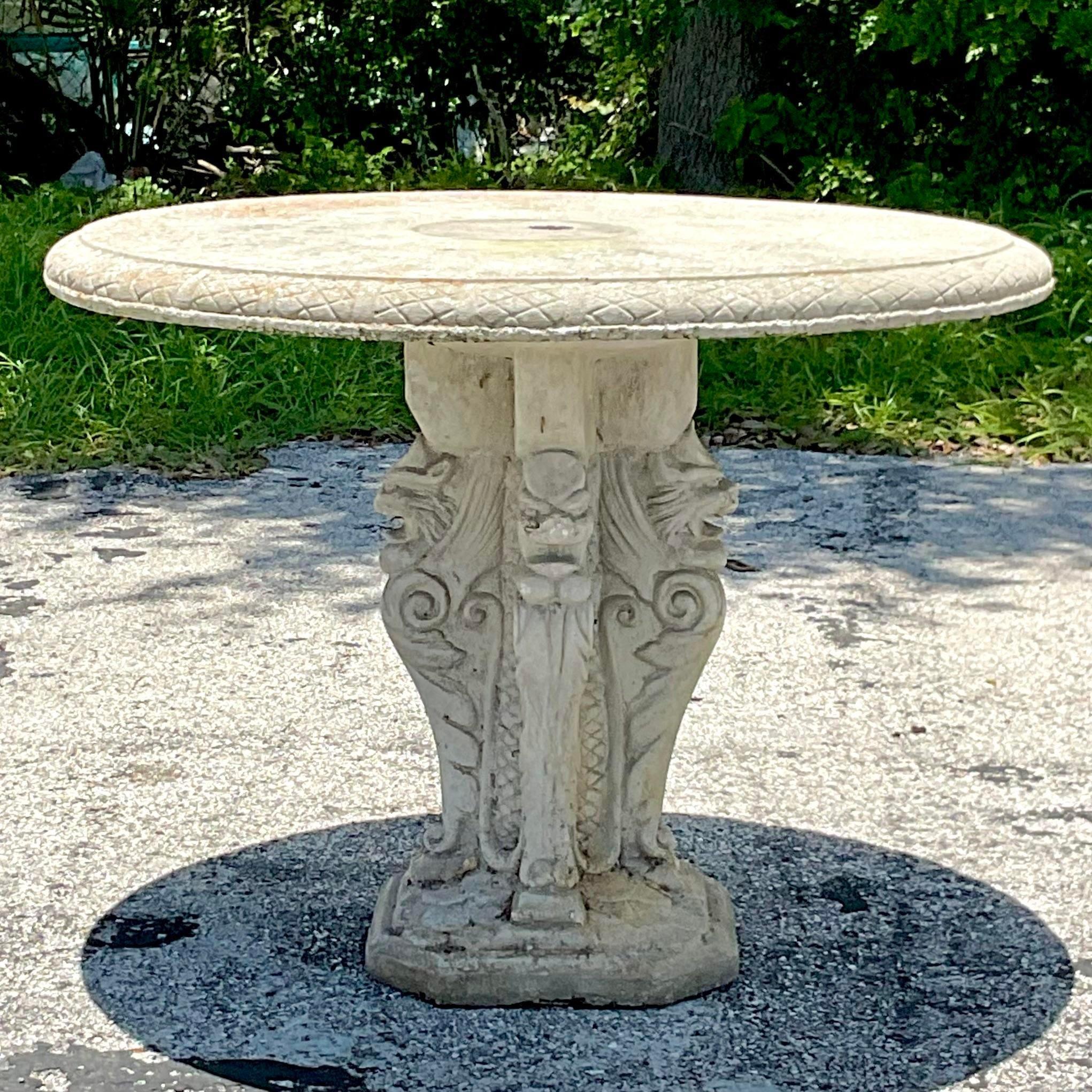 20th Century Vintage Coastal Cast Concrete Grotto Table For Sale