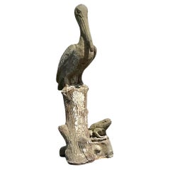 Vintage Coastal Cast Concrete Pelican