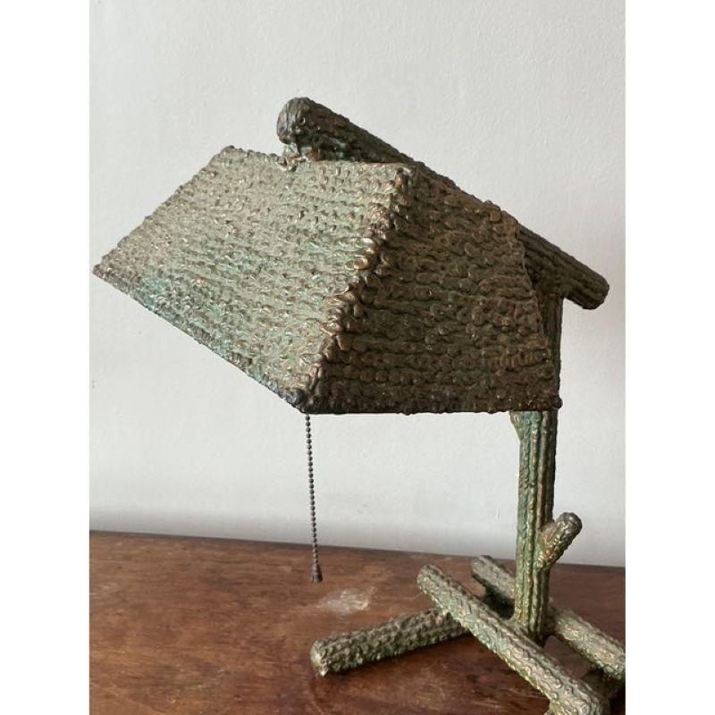 American Vintage Coastal Cast Faux Bois Lamp For Sale