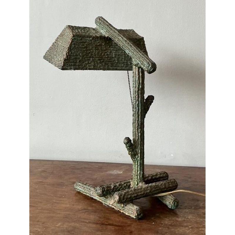 20th Century Vintage Coastal Cast Faux Bois Lamp For Sale