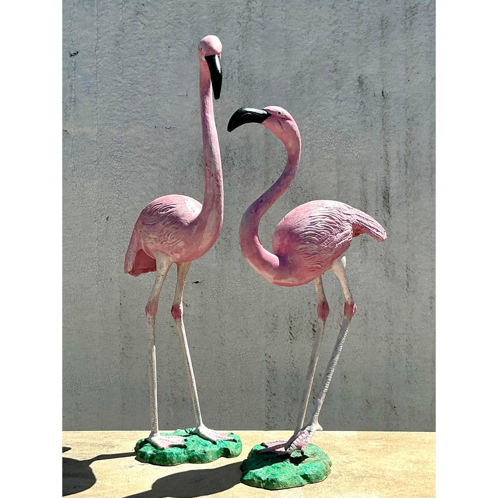 Américain Paire de flamants roses en fonte d'origine côtière en vente