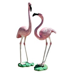Coastal Flamingos aus Gusseisen im Vintage-Stil – Ein Paar