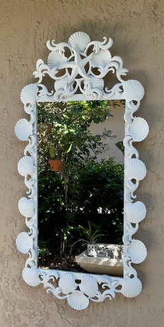 Vintage Coastal Cast Iron Shell & Starfish Wall Mirror