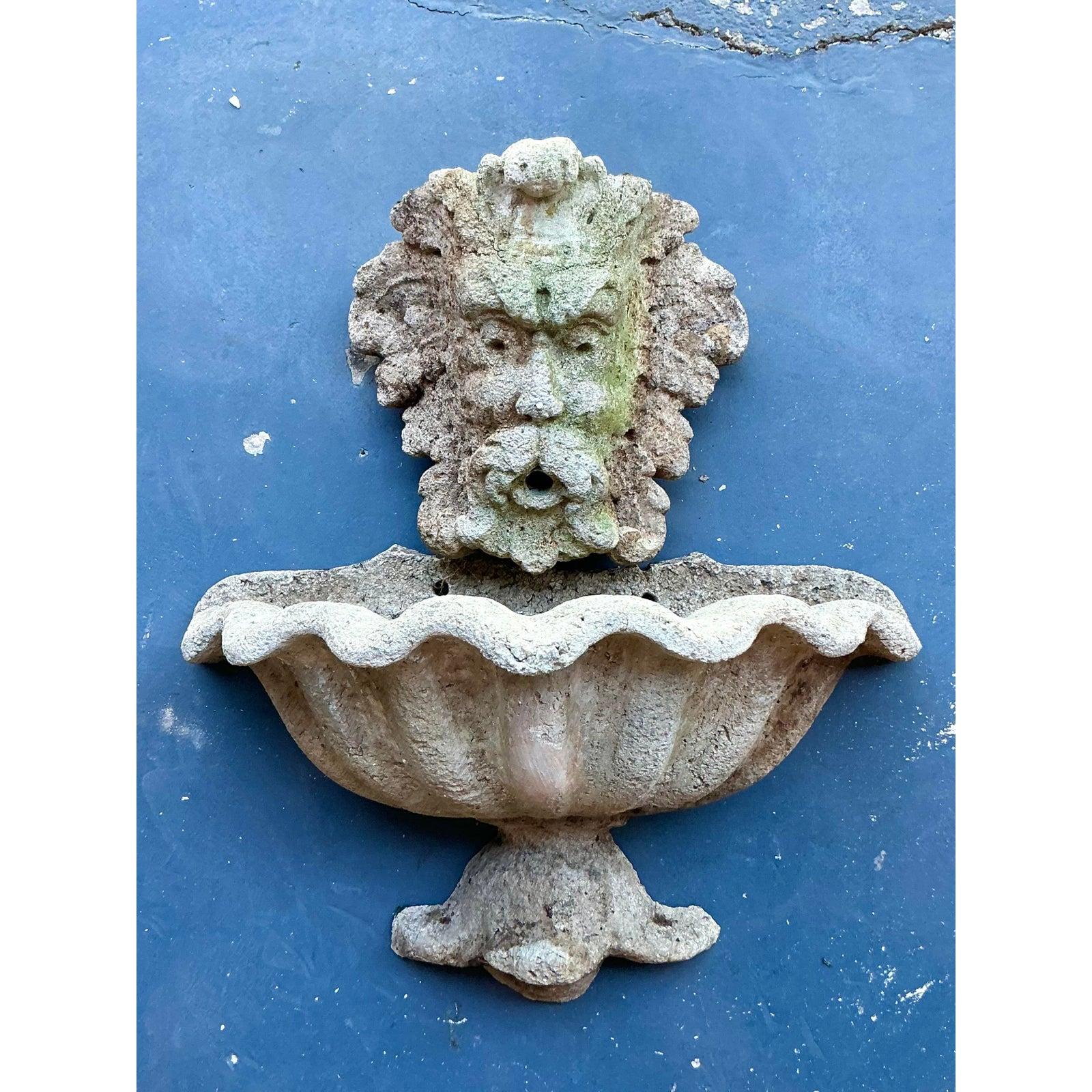 20th Century Vintage Coastal Cast Stone Clamshell Fountain For Sale