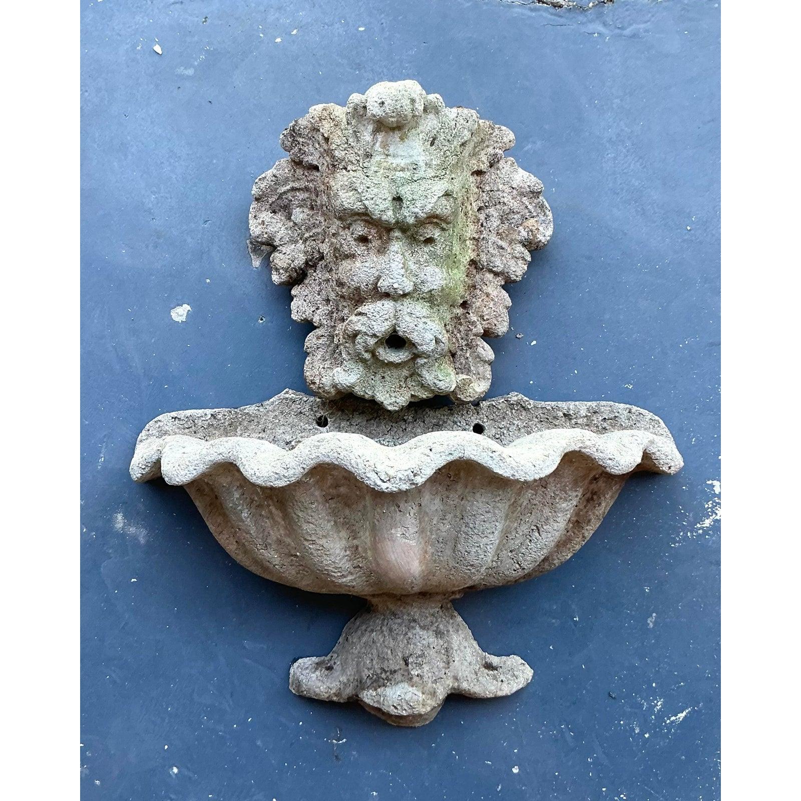 Vintage Coastal Cast Stone Clamshell Fountain For Sale 1