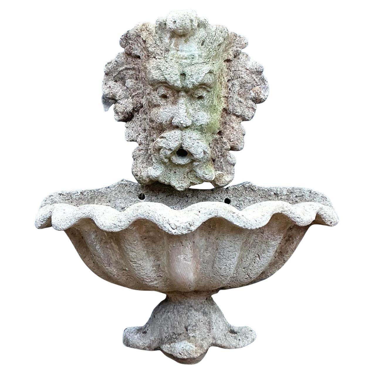 Vintage Coastal Cast Stone Clamshell Fountain For Sale